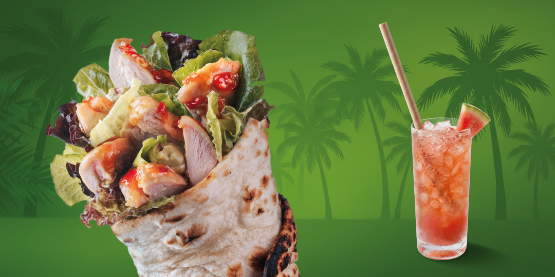 Chicken Honey wrap a melounová limonáda za 129 Kč