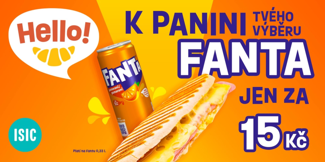 Kup si jakékoliv panini a Fanta je tvoje jen za 15 Kč.