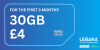 30GB for £8 - first 3 months 50%